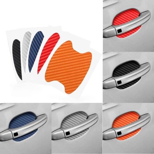 4X Car Door Sticker Carbon Fiber Scratches Resistant Cover Auto Handle Protection Film Exterior Styling Accessories Car-styling