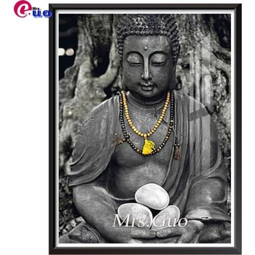 5d White Black Buddha statue Diamond Painting full round Diamond embroidery diy diamond mosaic square chinese Feng Shui Painting