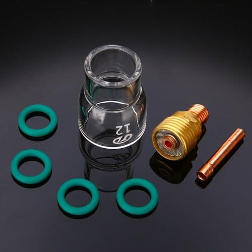 7pcs Torch TIG Practical Welding Cup Stubby Gas Lens #12 Pyrex Cup Kit For WP-9/WP-20/WP-25 Air Cooled Welding Torches