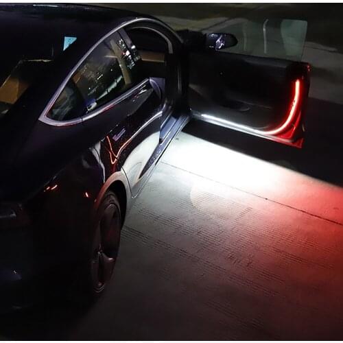 Car Interior Door Welcome Light LED Safety Warning Strobe Signal Lamp Strip 120cm Waterproof 12V Auto Decorative Ambient Lights