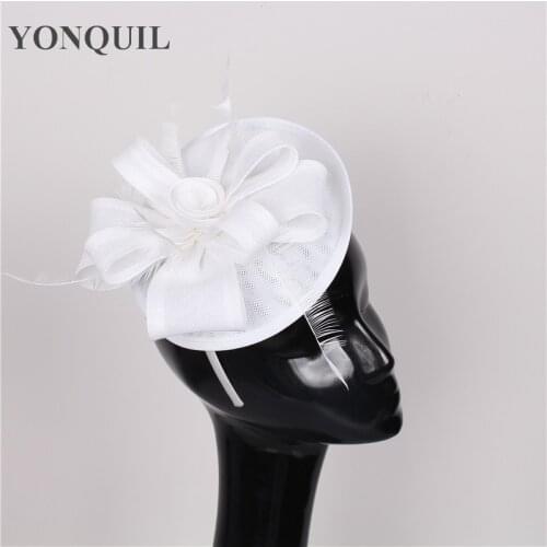 White Or Multiple Colors DIY Fascinator Wedding Hat Bridal With Feather Headpiece Party Hair Accessories Women Event Headwear