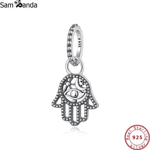 100% Original CZ 925 Sterling Silver Beads Demon Eye Gloves Charms For Jewelry Fit Bracelet Necklace DIY Women