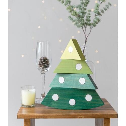 Wood Tree Table Decoration Ornaments Nordic Handmade Wooden Miniature Craft Work Christmas Home Kids Room Nursery Decor