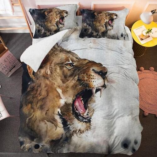 Tiger Kid Bedding Set Animal Painting Comforter 3D Print Luxury Duvet Cover Set Home Textile Queen King Single Size Scenery Cool