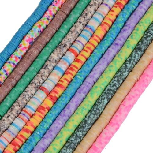 6mm Two-Tone Color Flat Round Polymer Clay Beads Loose Spacers Mix Vinyl Disc Beads For DIY Jewelry Making Bracelet