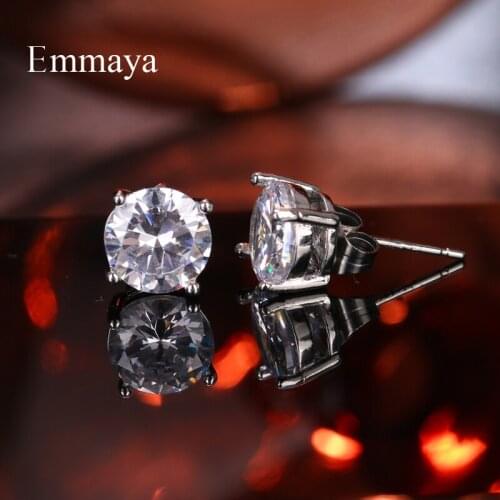 Emmaya New Fashion Round Shape Earring With Shiny Zirconia Two Color Six Size For Women Cute Jewelry In Wedding Party