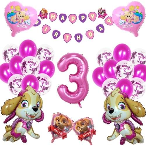 Paw Patrol Toys Birthday Ballons Action Figures Patrulla Canina Skye Model Girls Party Supplies DIY Deco Banner Set For Children