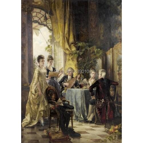 Free shipping Music party canvas prints oil painting home wall art decoration picture beautiful women oil painting on canvas