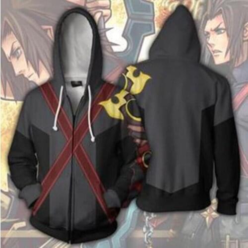 Kingdom Hearts costume men and women Sweatshirt Xemnas Cosplay Anime 3D Printed Sweatshirt zipper Cartoon hooded Jacket