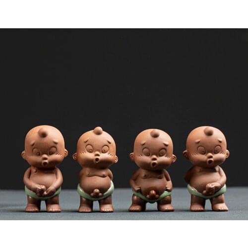 Creative Ceramic Figures Peeing Boy Tea Pet Ornaments Water Spray Little Monk Boutique Tea Tea Set Accessories Furnishings