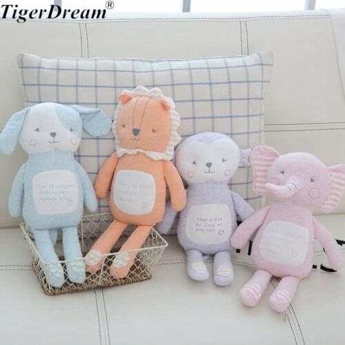 35CM Kawaii Dog Monkey Lion Elephant Plush Toys Soft PP Cotton Stuffed Animal Sleeping Dolls Baby For Kids Birthday Gift 4 Style