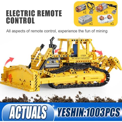 MOULD KING 17024 High-Tech APP Remote Control Bulldozer RC Caterpillar Model MOC-74666 Building Blocks Bricks Kids Toys Gifts