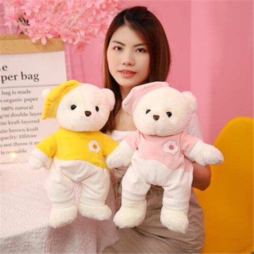 Cartoon egg yolk bear plush doll home decoration gift childrens hand puppets baby comfort animal pillow girlfriend birthday gif