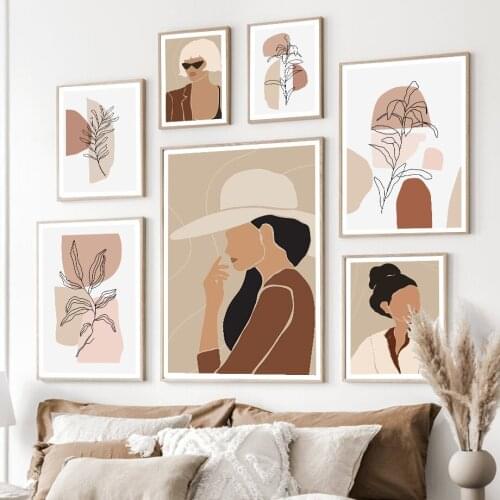 Abstract Color Block Olive Leaf Girl Wall Art Canvas Painting Nordic Poster And Prints Wall Pictures For Living Room Home Decor