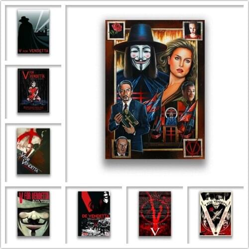V for Vendetta Wall Stickers White Coated Paper Prints Home Decoration Livingroom Bedroom Bar Home