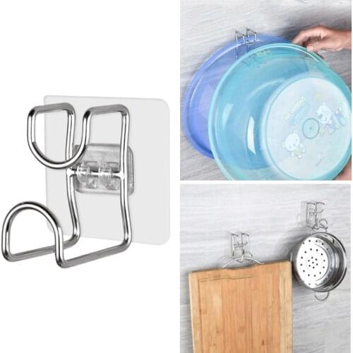 Bathroom Stainless Steel Washbasin Hook Bathroom Seamless Nail-Free Sticky Hook Wall Suction Cup Hnging Washbasin Rack Hook