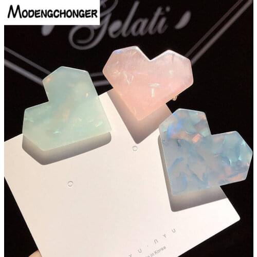 New Cute Love Colorful Acetate Heart-shaped Hair Clips Sweet Hair Ornament Hairpins Barrettes For Women Girls Hair Accessories