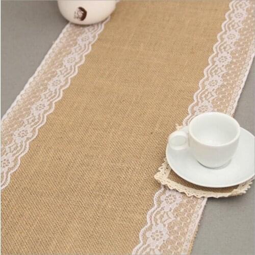 180cmx30cm Hessian Vintage Burlap Lace Table Runner Jute Country Party Wedding Decoration