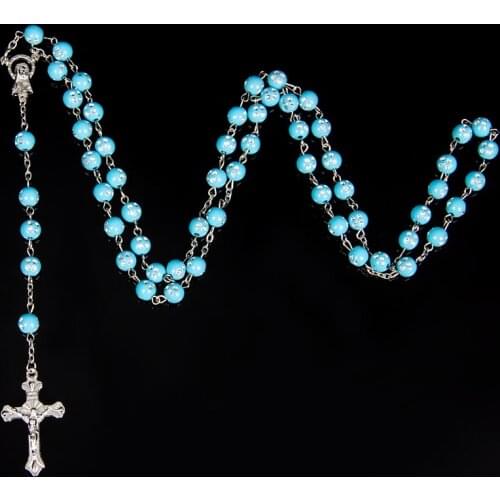 Rosary Necklace Glass Catholic Christian Bead-Chain Religious Prayer Jewelry For Women