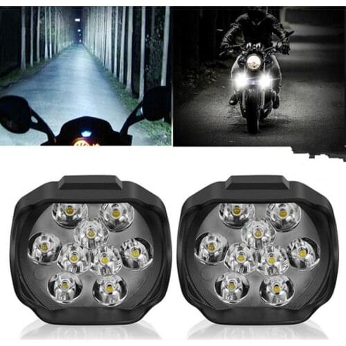 1pc Motorcycles Headlight 6000k White Super Bright 9 LED Working Spot Light Motorbike Fog Lamp 1300LM LED Scooters Spotlight