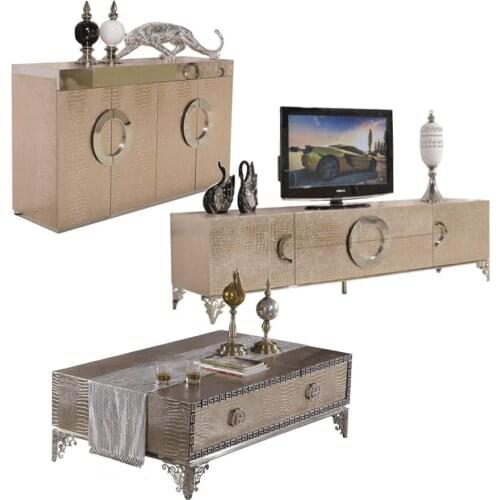 New classics post-modern designer crocodile leather stainless steel Aparador консоль мебель eat edge ark tv stand coffee table