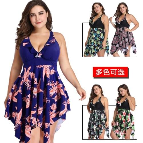 Plus Size Swimwear Women Indoor Swimsuit 2021 Beach Sexy Tankini Dress Bathing Suit Push Up Swimming Suits Bikini New Bather