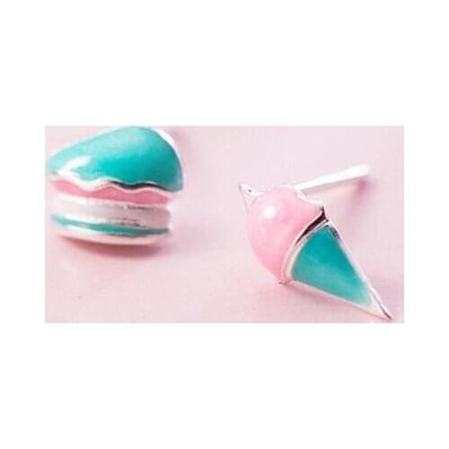 New Fashion Exquisite Cake And Ice Cream 925 Sterling Silver Jewelry Personality Epoxy Hamburger Stud Earrings SE513