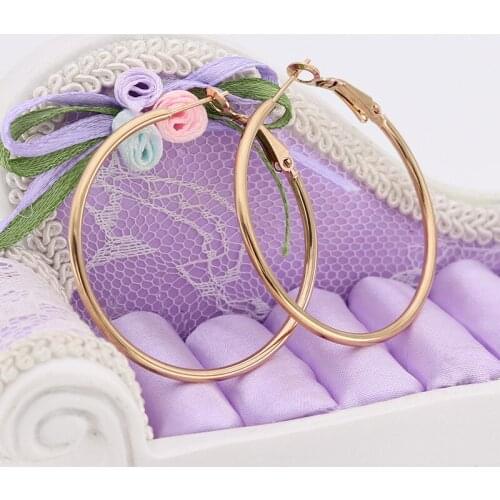 2 Pairs 60mm Big Hoop Earrings Stainless Steel Hoop Earring Gold Rose Gold Hypoallergenic Hoops for Women Girls