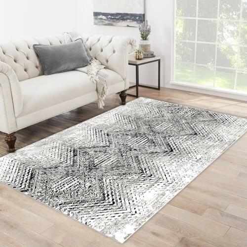 Grey black white color carpet quadrangle shape line patterned carpet modern carpet living room carpet free shipping soft