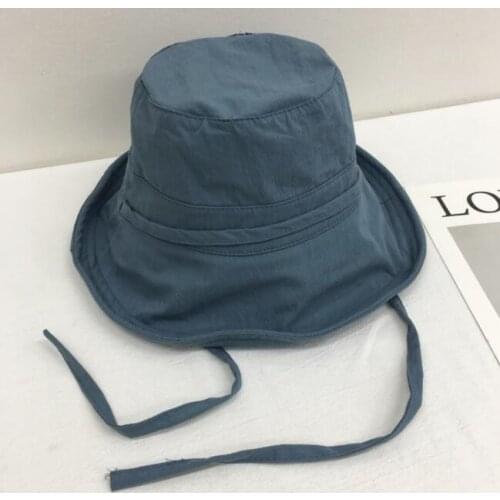 Korean Design Big Brim Fisherman Hat Memory Wire Foldable Light Cotton Summer Lady Sun Hats
