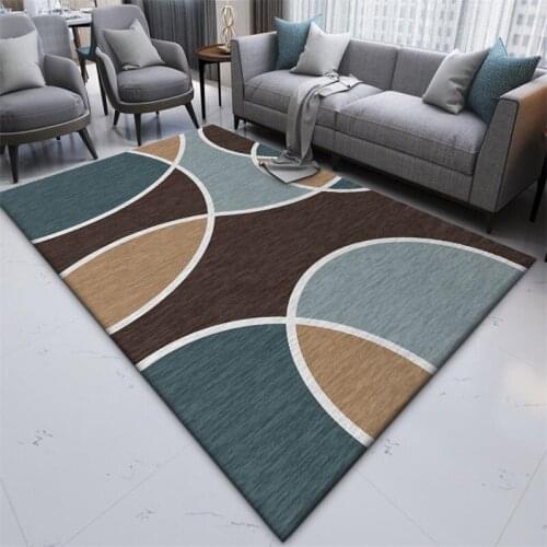 Stylish Atmosphere Simple Geometric Lines Dark Blue Brown Bedroom Living Room Door Mat Bedside Carpet Customization