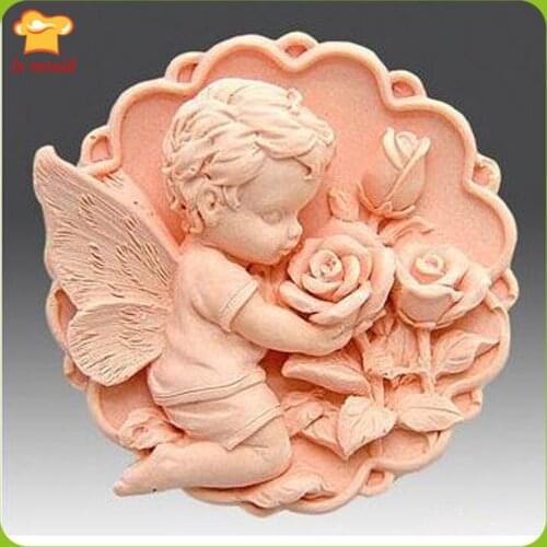 Wedding Candles Soap Mold Rose Little Angel Soap DIY Food-Grade Silicone Moulds