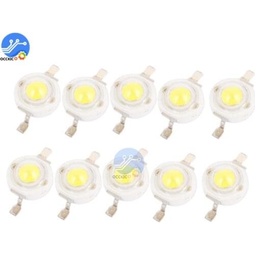 10PCS 1W LED High power Lamp beads Pure White 300mA 3.2-3.4V 100-120LM 30mil SMD LED Light Blub Chip