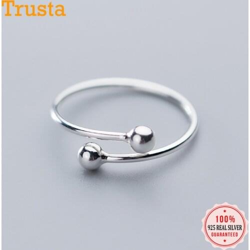 Trustdavis Trendy Real 925 Sterling Silver Fashion Small Ball Opening Finger Rings For Women Wedding Party S925 Jewelry DA1290