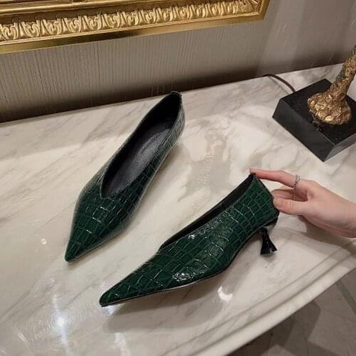 Women Pumps Fashion Ladies Patent Leather Shallow Slip On Mules Shoes Office Pumps Work Shoes Casual Slides Pointed Toe Pumps