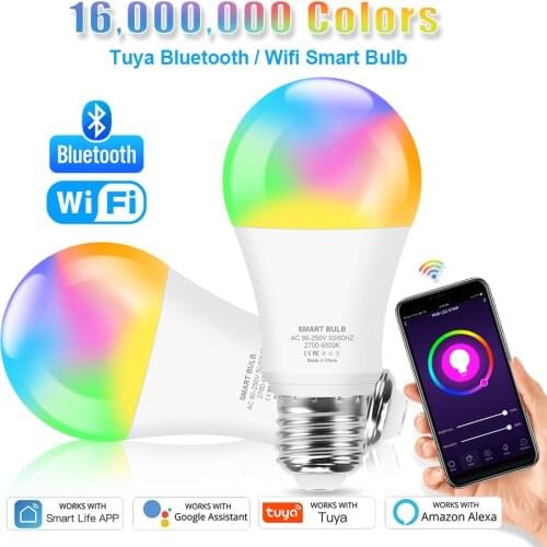 Tuya Smart Led Bulb Light 15W Bluetooth WiFi Lamp E27 Voice Control RGBW Led Lamp Color Changing Led Lampada RGB+W+WW Decor Home