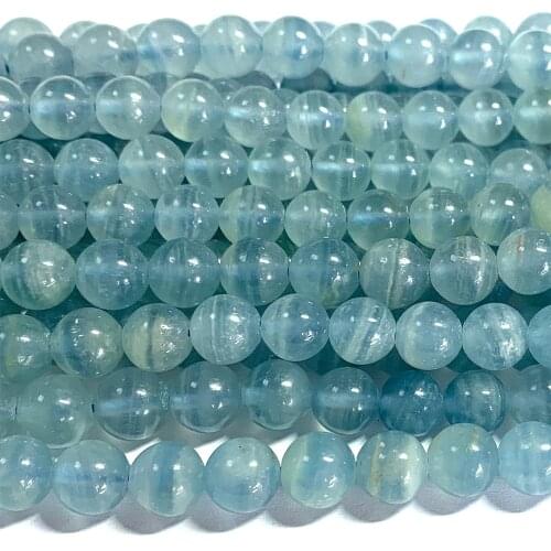 Veemake Blue Calcite DIY Necklace Bracelets Earrings Natural Gemstone Crystal Round Ball Loose Beads For Jewelry Making 07056
