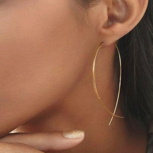 Fish Shaped Dangle Earrings Minimalist Handmade Copper Wire Earring for Women pendientes de gota Largas Female Geometric Earing
