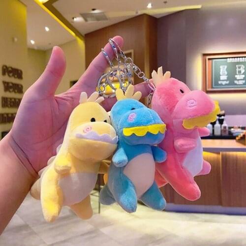 Zqswkl 13cm plush woman keychain dinosaur doll key chain creative cute kawaii car accessories soft toys backpack keychains