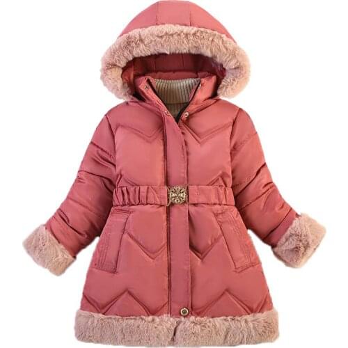 2021 Winter Girls Down Jacket Coats Thick Warm Outerwear Jackets Children Clothes 6-10 Years Fashion Girl Plush Hooded Outerwear
