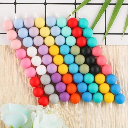 Kovict 80pcs 12mm Silicone round Beads Mix colour Baby Teething Toy DIY pacifier Chain Silicone Beads Teether For Necklace