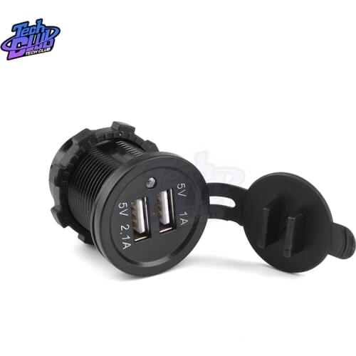 DC 12V 24V Blue LED Lights Dual USB Port Power Adapter For Car Charger Suitable For Car Motorcycle Scooter Charging