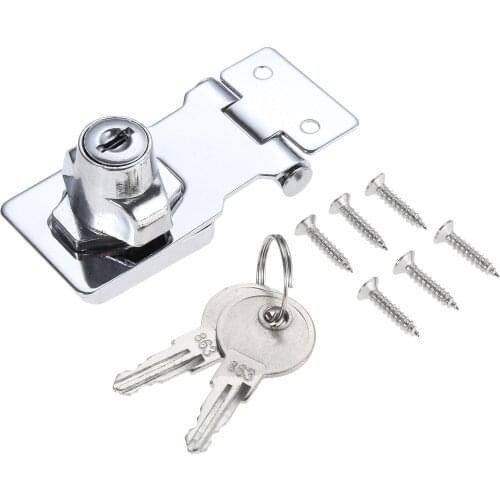 Dophee 1pc 2.5" 64mm Locking Cylinder With Keys Staple Hasp Cabint Lock Drawer Plating Self Locking Security