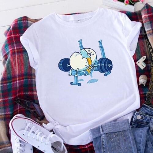 Funny Egg Print T Shirt Women 2020 Shirts Cotton O Neck Short Sleeve Tees Summer Woman Tshirts Loose TShirt Women Tops