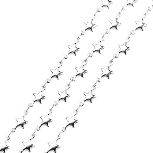 1 Meter 316L Stainless Steel Hypoallergenic Lovely Herat Star Bulk Link Chain Fit DIY Handmade Necklace Jewelry Making Findings