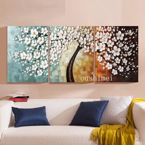 Handmade Oil Painting Abstract Knife Flower Tree Picture For Living Room Decor Modern Landscape Hand Paintings On Wall Art