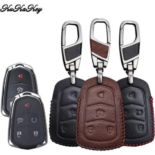Leather Car Key Cover Case For Cadillac ATS CT6 CTS DTS XT5 Escalade ESV SRX STS XTS ELR 2014 2018 CT5 XT6 6BT ATS-L BLS XLS