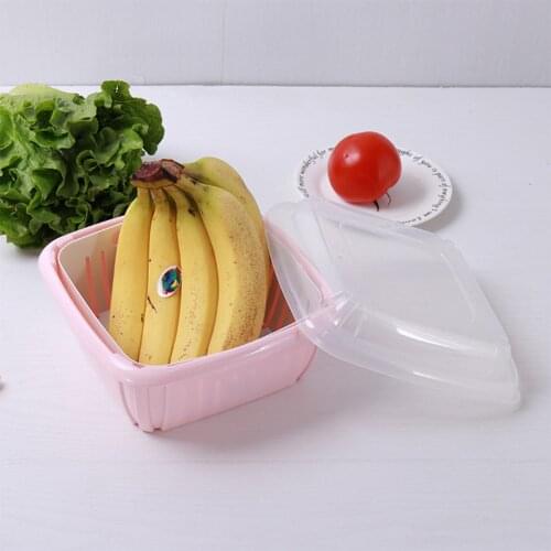 Kitchen Double Drain Basket Bowl Washing Storage Basket With Lid Strainers Bowls Drainer Vegetable Cleaning Colander Tool