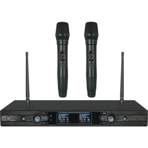 Bolymic Vocal Microphone System Dual Wireless Microphone Handheld Professional Stage Mic Recharge For Karaoke School Meeting KTV