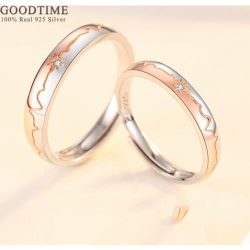 Fashion 925 Sterling Silver Rings For Woman Man Heartbeat Wave Zircon Couple Ring Lovers For Wedding Engagement Jewelry